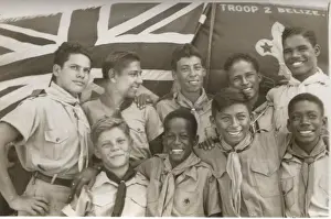 Group photo, boy scouts at Loyola Camp, British Honduras