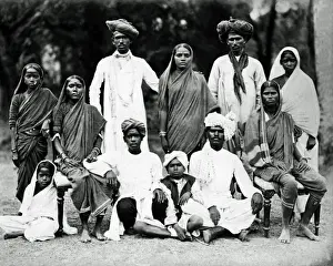 Sari Prints: Group photo of Indian men, women and children