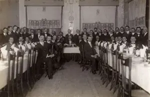 Dapper Prints: Group photo of men at a club dinner, Ferrol, Galicia, Spain