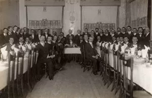 Images Dated 21st November 2018: Group photo of men at a club dinner, Ferrol, Galicia, Spain
