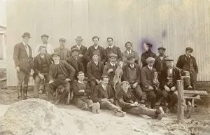 Whippets Prints: Group photo, men with two whippets