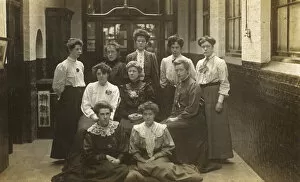 Group photo of women teachers in a school building