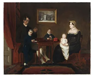 Group portrait of an unidentified family in a domestic inter Group portrait of an unidentified family in a domestic inter