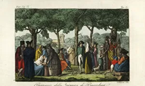 Hostel Gallery: Group of promenaders on the Spianata, Barcelona, 1806