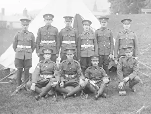 Group of Red Cross servicemen outside a tent