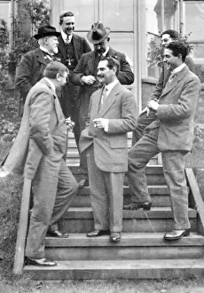 Group on steps at house