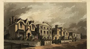 Gentry Prints: Group of villas on Herne Hill, Camberwell, London, 1825