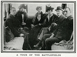 Images Dated 11th October 2017: Group visiting the battlefields in a motor caravan, 1920