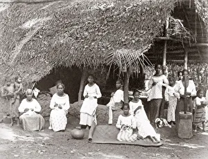 Group of women, children, India or Ceylon Sri Lanka c. 1880 s