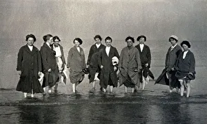 Relatives Prints: Group of women paddling in the sea