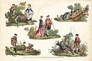 Groups of 18th century figures in rustic pastimes