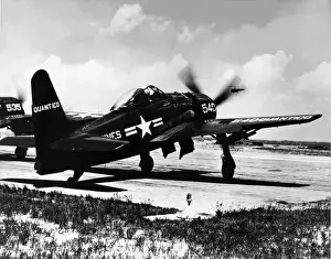 Grumman Prints: Grumman F8F2 Bearcat (aft) running up of USMC Quantico