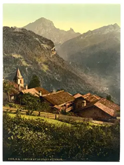 Canton Prints: Gryon, with the Grand Muveran, Vaud, Canton of, Switzerland