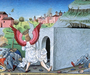 The guards who were guarding the tomb fell frightened throug The guards who were guarding the tomb fell frightened throug