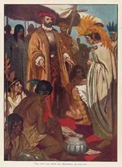 Montezuma Prints: Guatemozin Surrenders