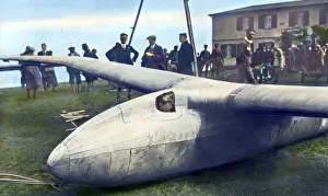 Cockpit Prints: Guenther Groenhoff in cockpit of his Lippisch Fafnir glider