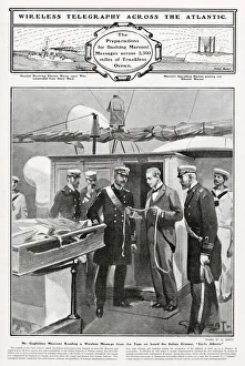 Alberto Gallery: Guglielmo Marconi reading a wireless telegraph message on tape from a across the Atlantic