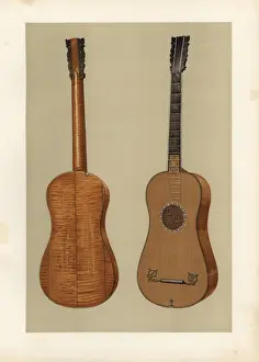 Williamgibb Prints: Guitar with beautiful arabesque rose made by