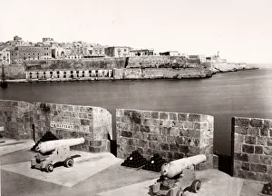 Gun battery, Grand Harbour, Valletta, Malta