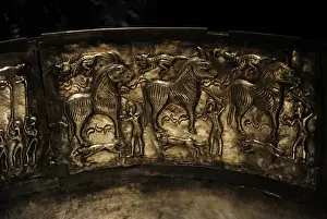 The Gundestrup cauldron. Silver vessel. 200 BC and 300 AD. R