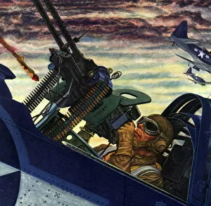 Aircrafts Gallery: Gunner in Cockpit Date: 1944