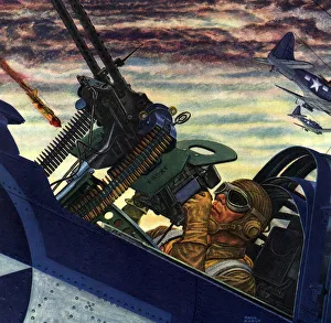 Aircrafts Gallery: Gunner in Cockpit Date: 1944