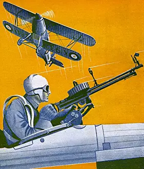 Skies Prints: Gunner in a fighter plane