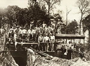 Gunners with Howitzer named Bunty, Western Front, WW1 Gunners with Howitzer named Bunty, Western Front, WW1