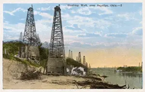 Gushing Prints: Gushing oil well near Sapulpa, Oklahoma, USA