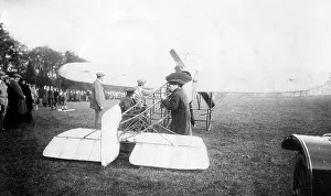 Cirencester Prints: Gustav Hamel monoplane at Cirencester early 1900s