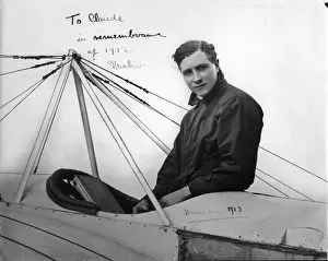Hamel Prints: Gustav W Hamel sitting in a cockpit Christmas 1913