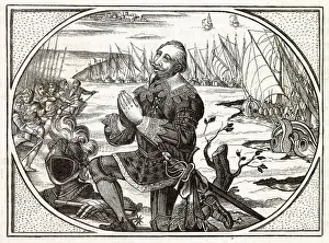 Bringing Prints: Gustavus Adolphus lands at Peenemunde and falls on his knees to thank God for bringing