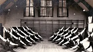 Gymnastic display in gymnasium