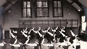 Gymnastic display in gymnasium