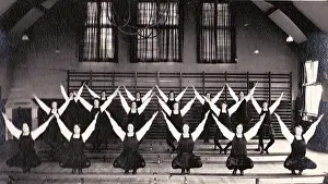 Gymnastic display in gymnasium