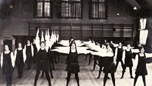 Gymnastic display in gymnasium