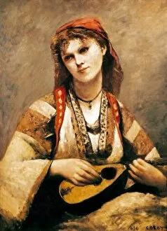 1920s Gypsy Girl With Mandolin PHOTO 