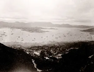 Asianj Prints: h China c. 1880s - boats Hong Kong harbour