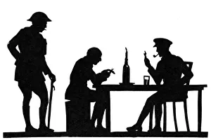 H. L. Oakley cutting the silhouette of a fellow officer