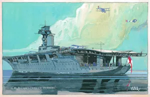 Carr Prints: H. M. Aircraft Carrier Hermes