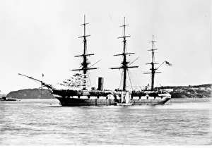 H. M. S. Challenger at anchor off Circular Quay, Sydney, Austr