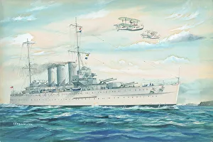 Bannister Prints: H. M. S. Sussex, naval ships