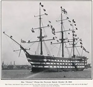 Celebrations Prints: H. M. S. Victory flying the famous signal on 21 October 1905