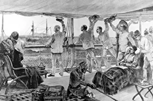 H. M. Stanley and his officers leaving Mombasa aboard the ste