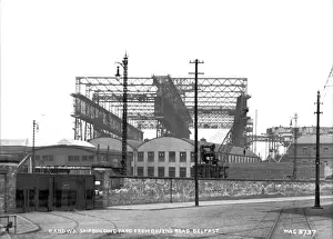 Shipbuilding Prints: H. and W S. Shipbuilding Yard from Queens Road, Belfast