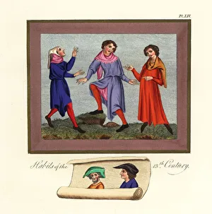 Surtout Prints: Habits and hats of the 13th century