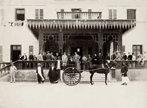 Transportation System Prints: Hackeny carriage outside a hotel, Cairo Egypt