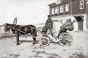 Hackney carriage or droshky, Russia, circa 1890