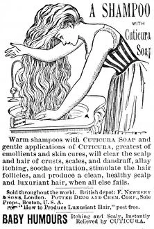 Images Dated 3rd November 2011: Hair washing with Cuticura soap, 1890s