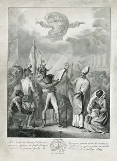 Copy Prints: Haitian military officer, holding a printed copy of the Cons